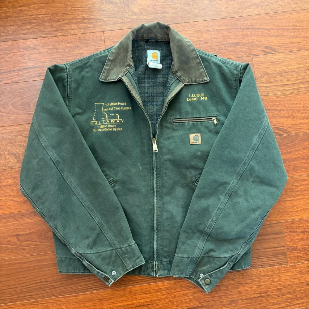 Carhartt J97 MOS Detroit Jacket Mens Large Faded Moss Green Made in USA Union